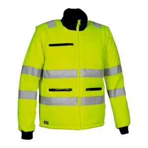 CASACO ACOLCHOADO C/MANGAS DEST. AMARELO AV NEON